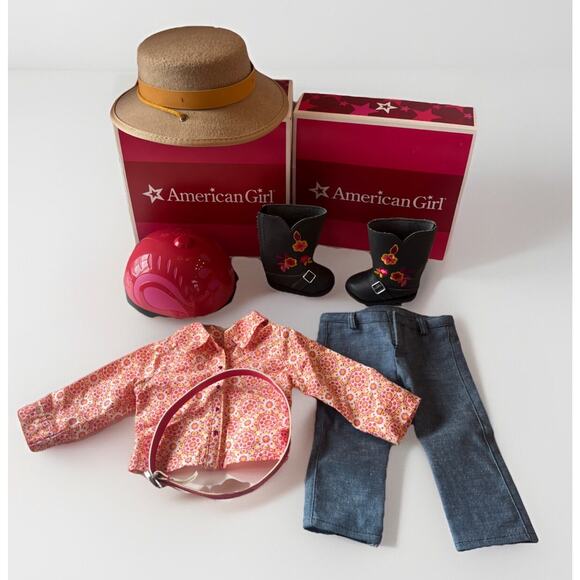 American Girl Doll Saige Parade Outfit & Parade Hat and Helmet With Boxes